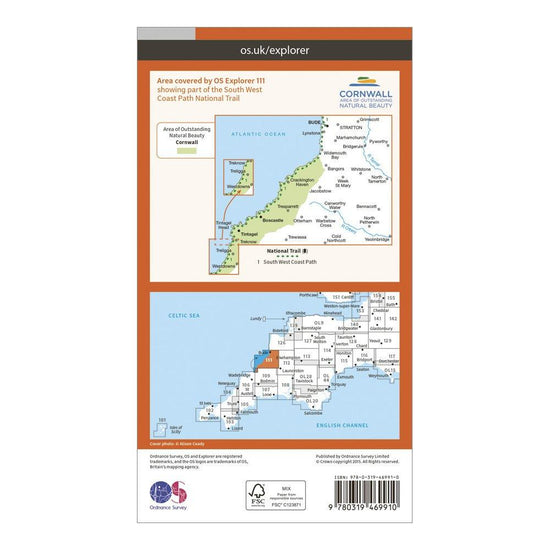 Explorer Active 111 Bude, Boscastle & Tintagel Map With Digital Version