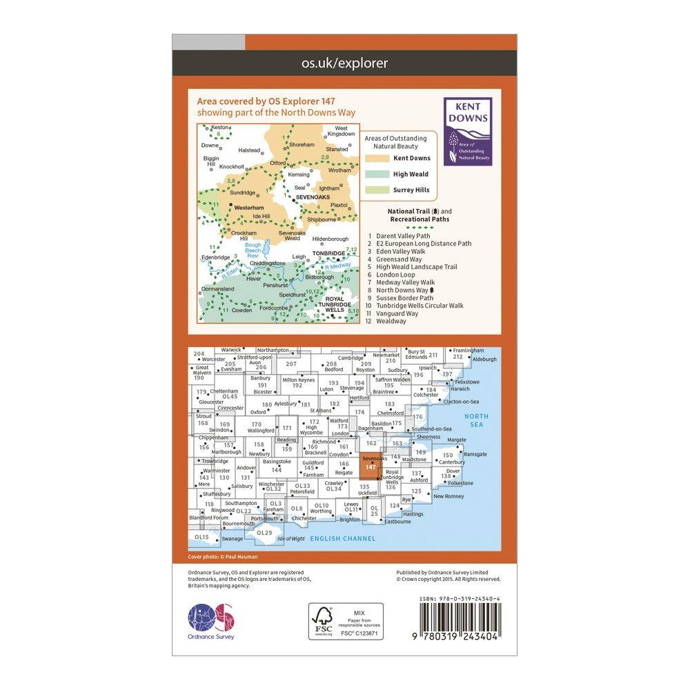 Explorer 147 Sevenoaks & Tonbridge Map With Digital Version