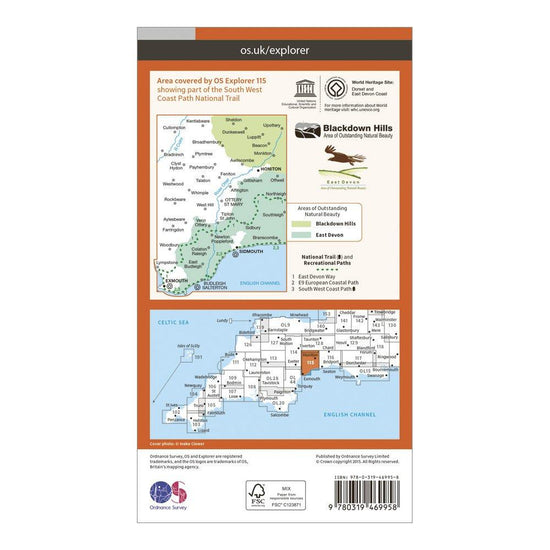 Explorer Active 115 Exmouth & Sidmouth Map With Digital Version