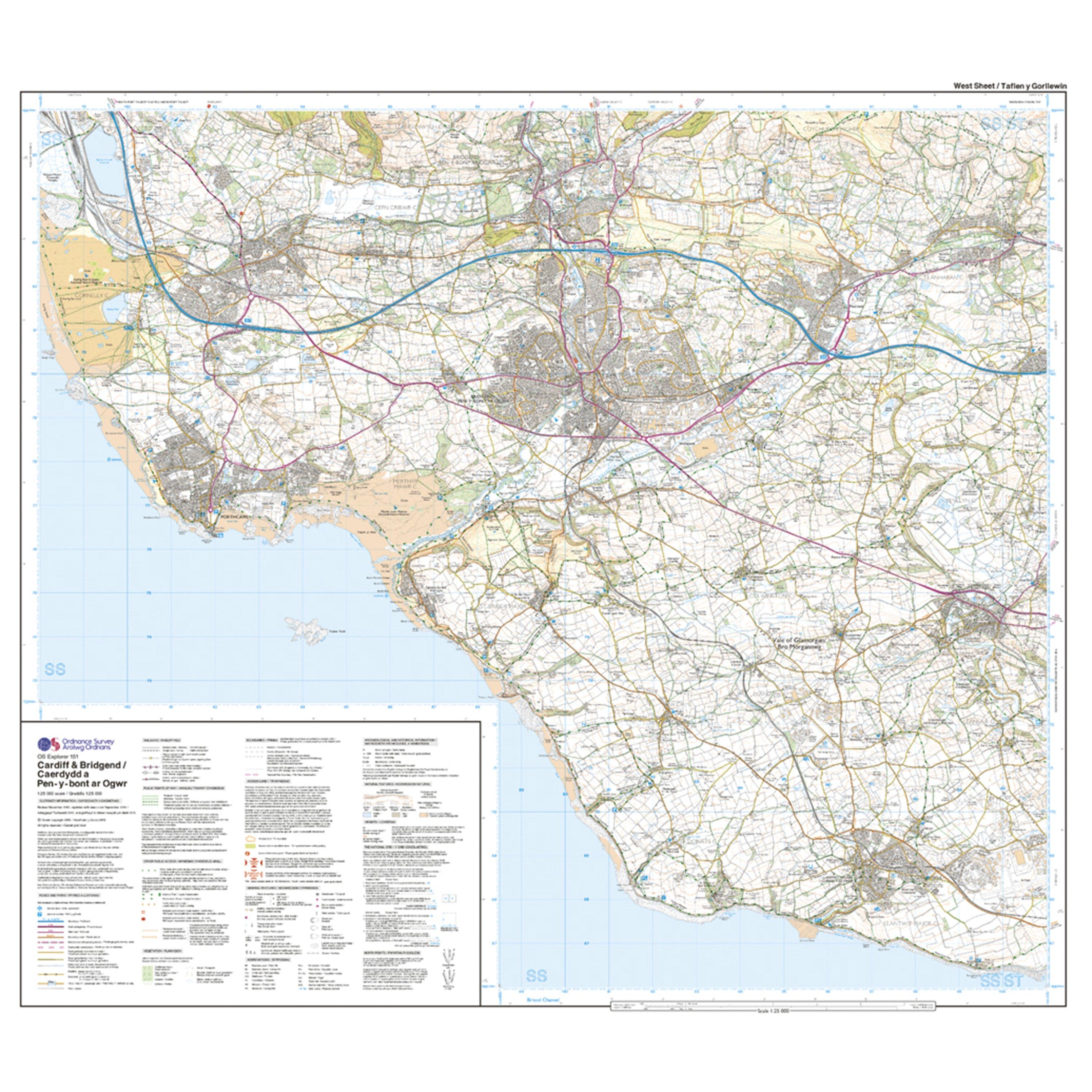 Explorer 151 Cardiff & Bridgend Map With Digital Version