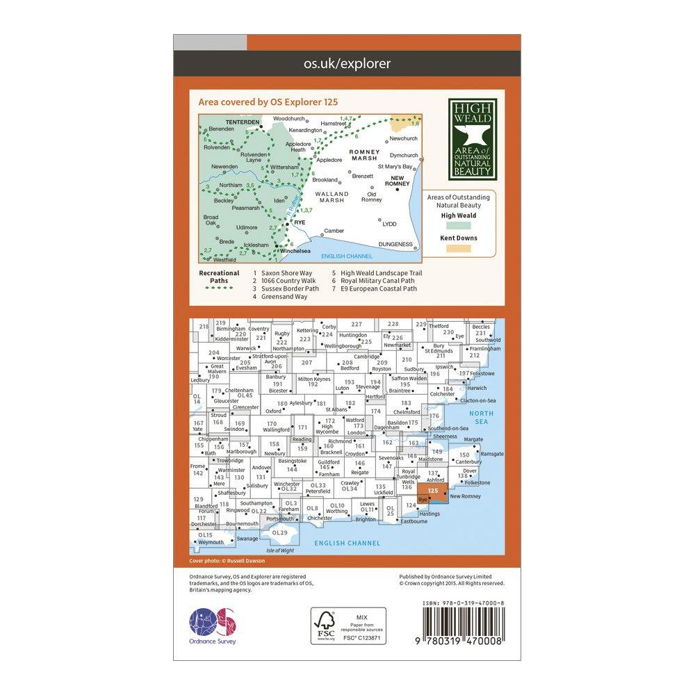 Explorer Active 125 Romneys Marsh, Rye & Winchelsea Map With Digital Version