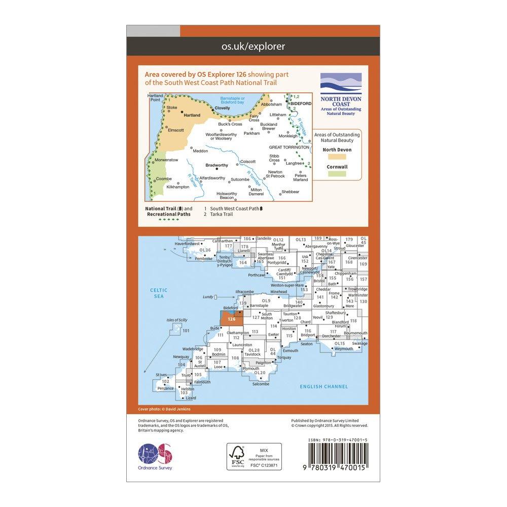 Explorer Active 126 Clovelly & Hartland Map With Digital Version