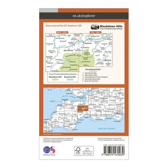 Explorer Active 128 Taunton & Blackdown Hills Map With Digital Version