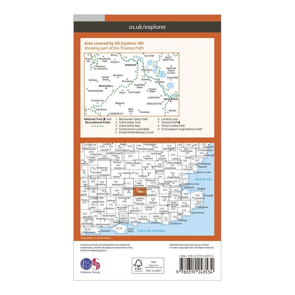 Explorer 160 Windsor, Weybridge & Bracknell Map With Digital Version