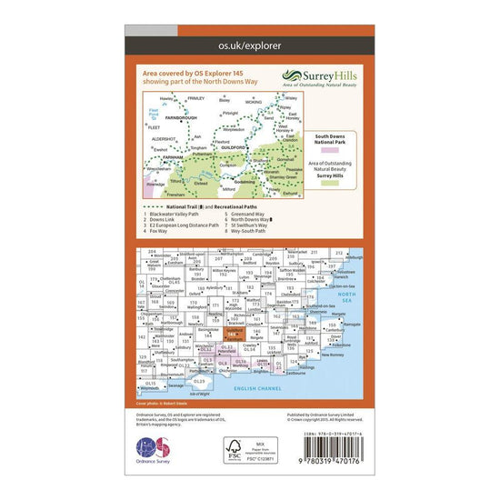 Explorer Active 145 Guildford & Farnham Map With Digital Version