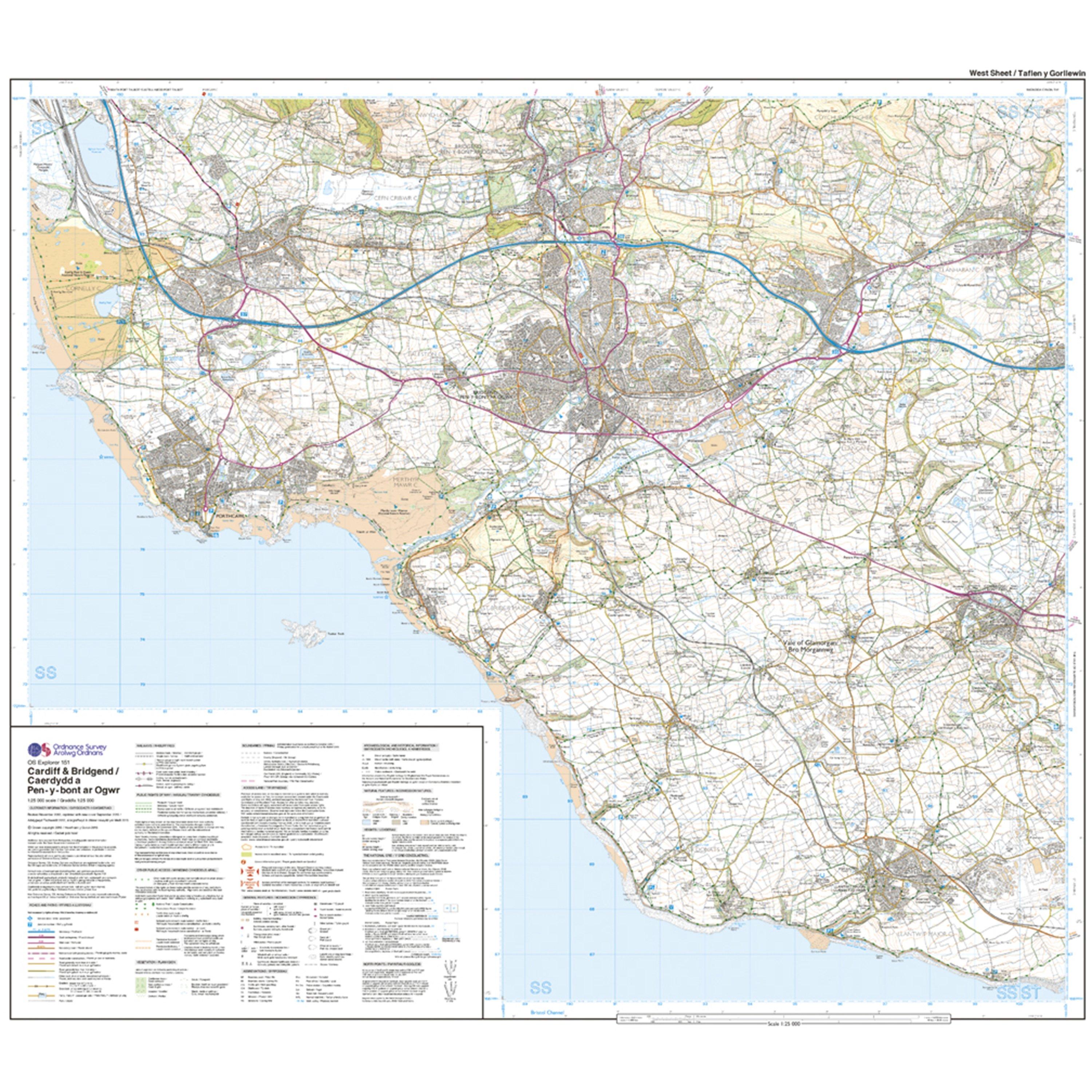 Explorer Active 151 Cardiff & Bridgend Map With Digital Version