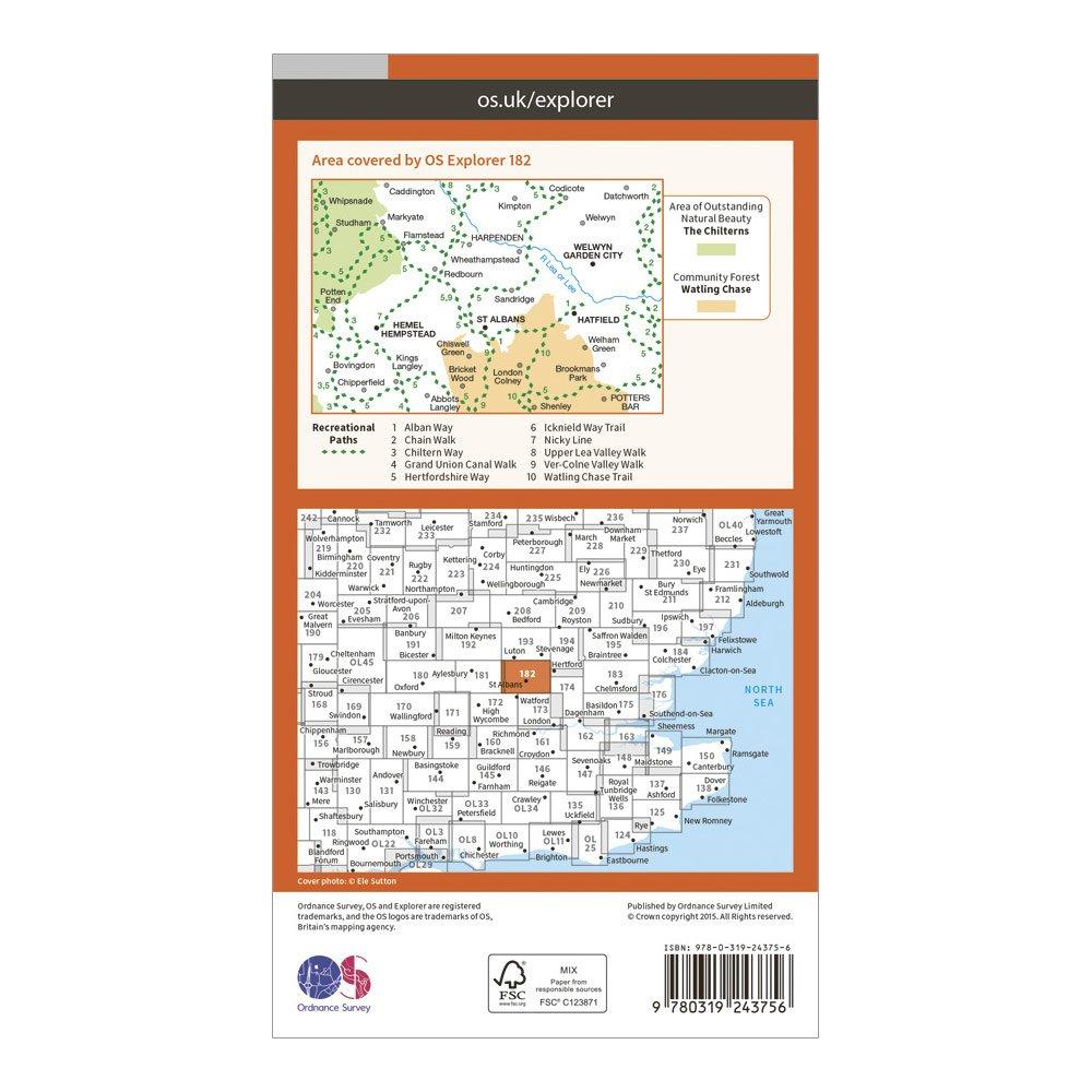 Explorer 182 St Albans & Hatfield Map With Digital Version