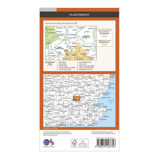 Explorer 182 St Albans & Hatfield Map With Digital Version