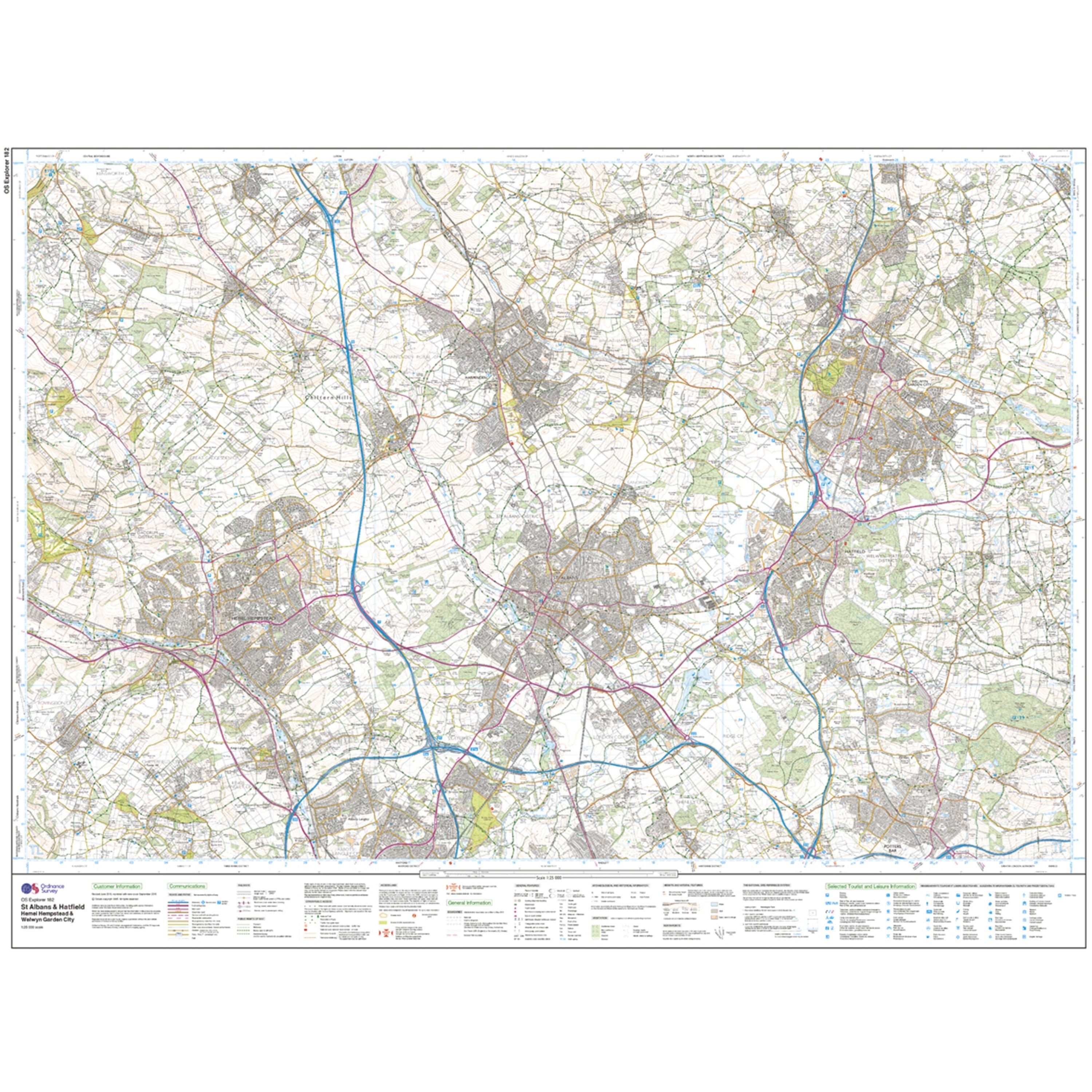 Explorer 182 St Albans & Hatfield Map With Digital Version