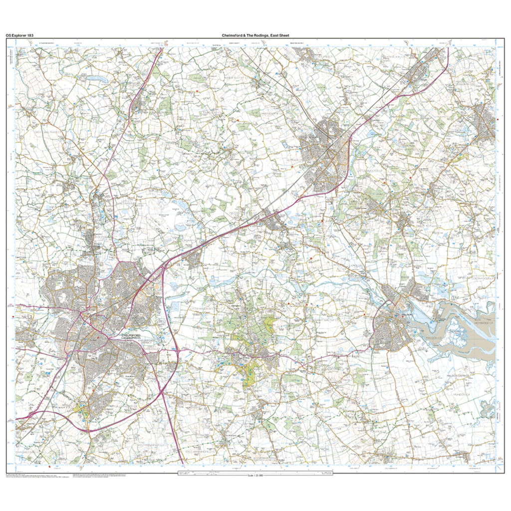 Explorer 183 Chelmsford & The Rodings Map With Digital Version