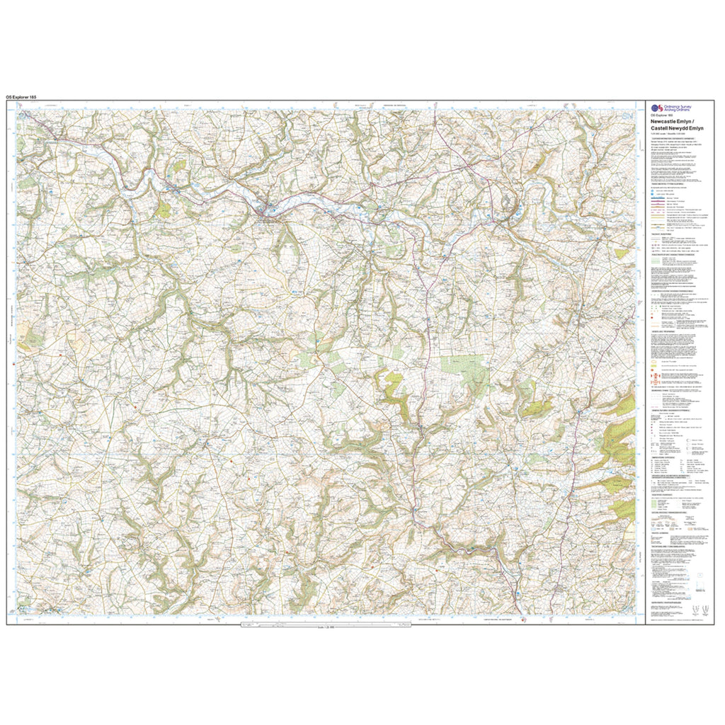 Explorer 185 Newcastle Emlyn, Llandysul & Cynwyl Elfed Map With Digital Version