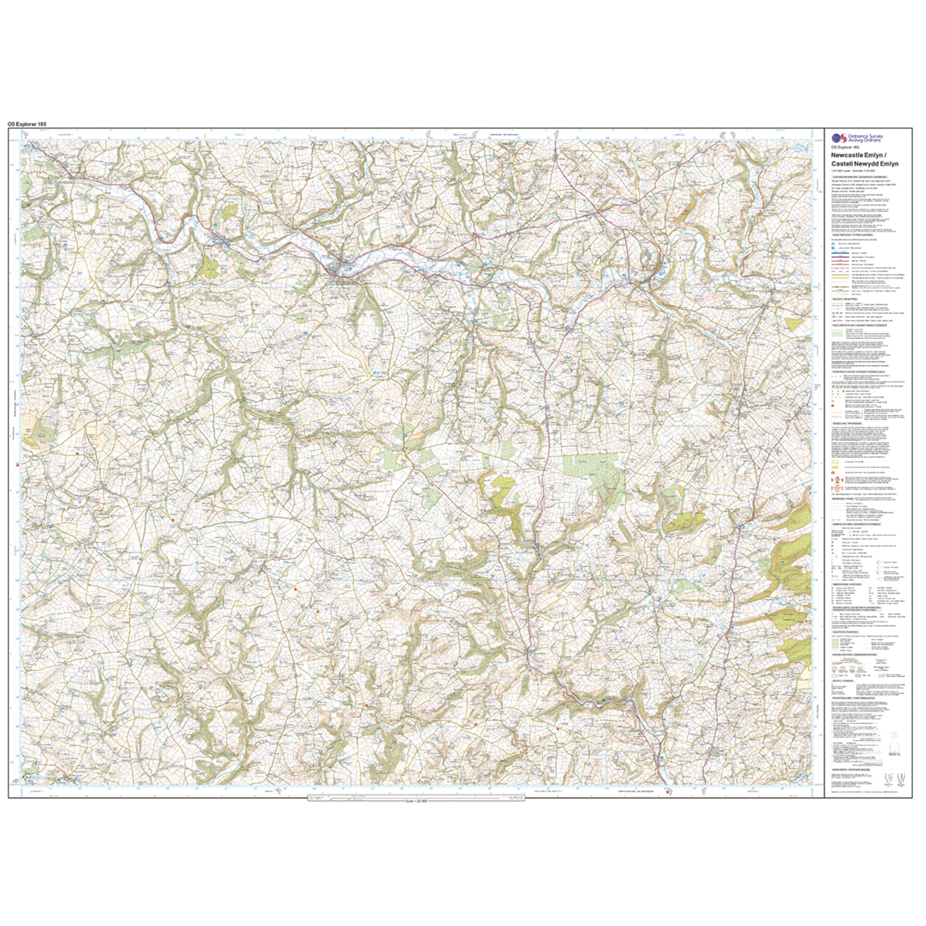 Explorer 185 Newcastle Emlyn, Llandysul & Cynwyl Elfed Map With Digital Version