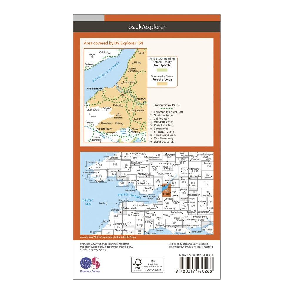 Explorer Active 154 Bristol West & Portishead Map With Digital Version