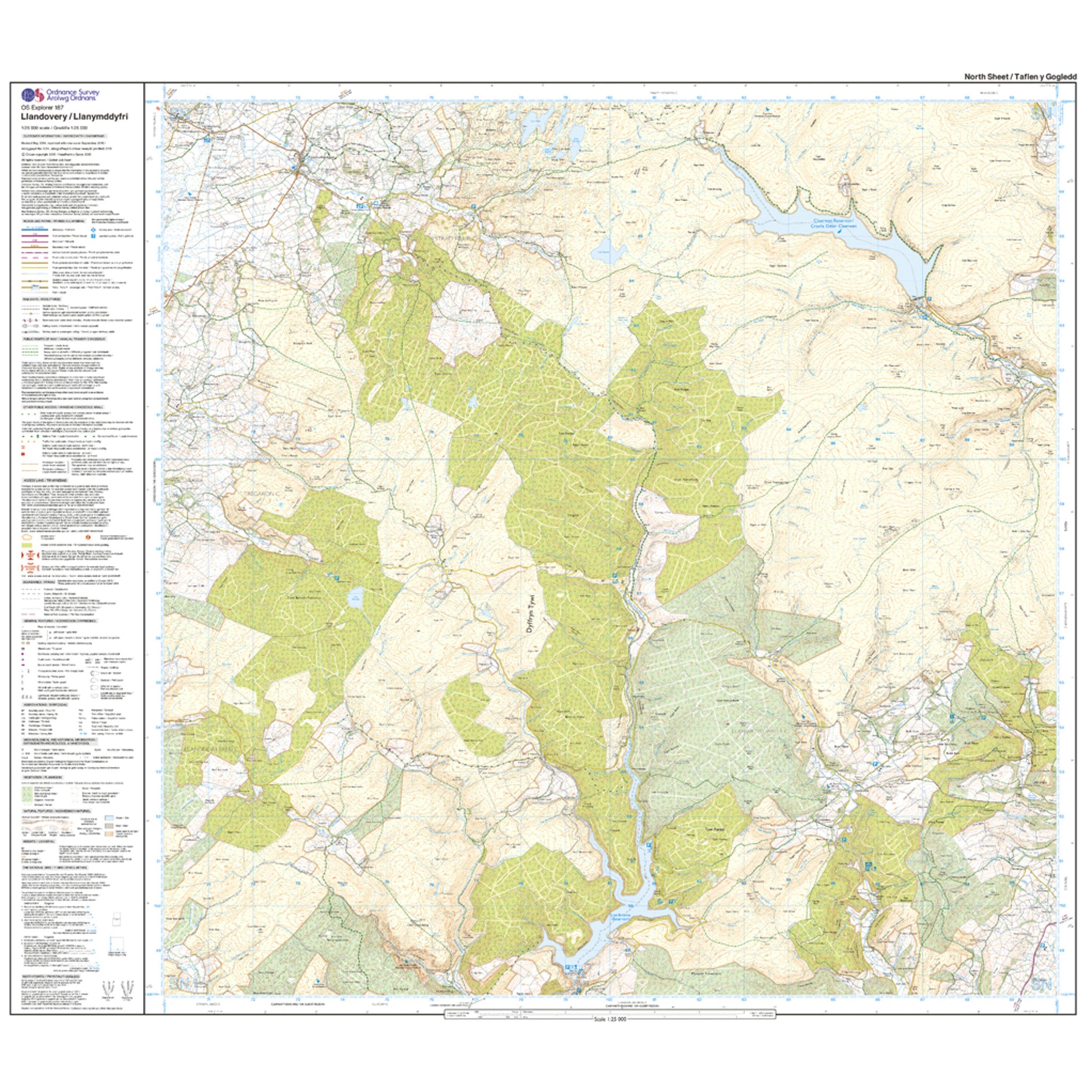Explorer 187 Llandovery, Llanwrtyd Wells & Lyn Brianne Map With Digital Version