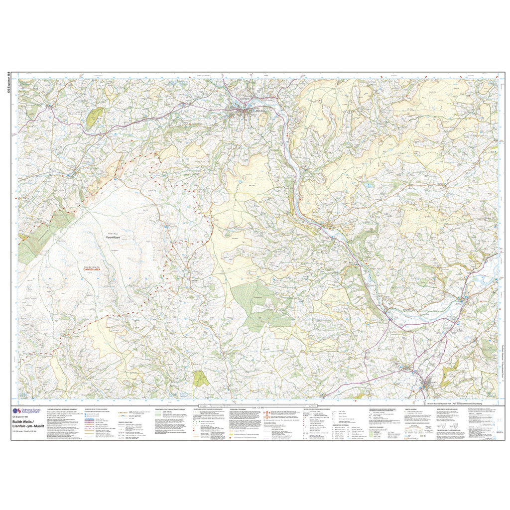 Explorer 188 Builth Wells, Paincastle & Talgarth Map With Digital Version