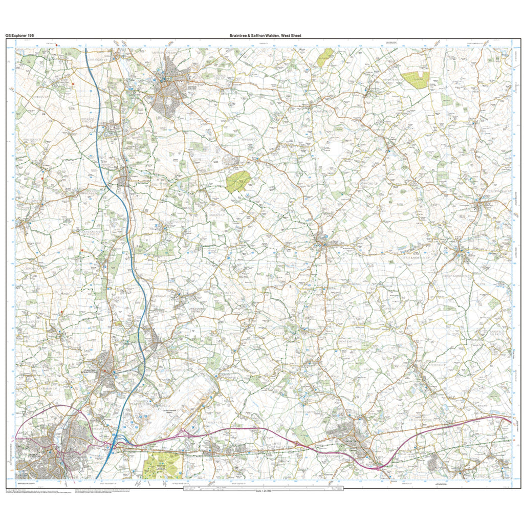 Explorer 195 Braintree & Saffron Walden Map With Digital Version