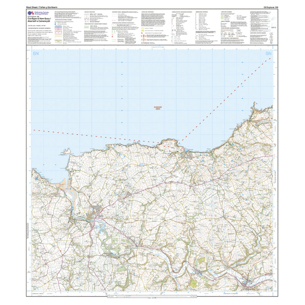 Explorer 198 Cardigan & New Quay, Aberaeron Map With Digital Version