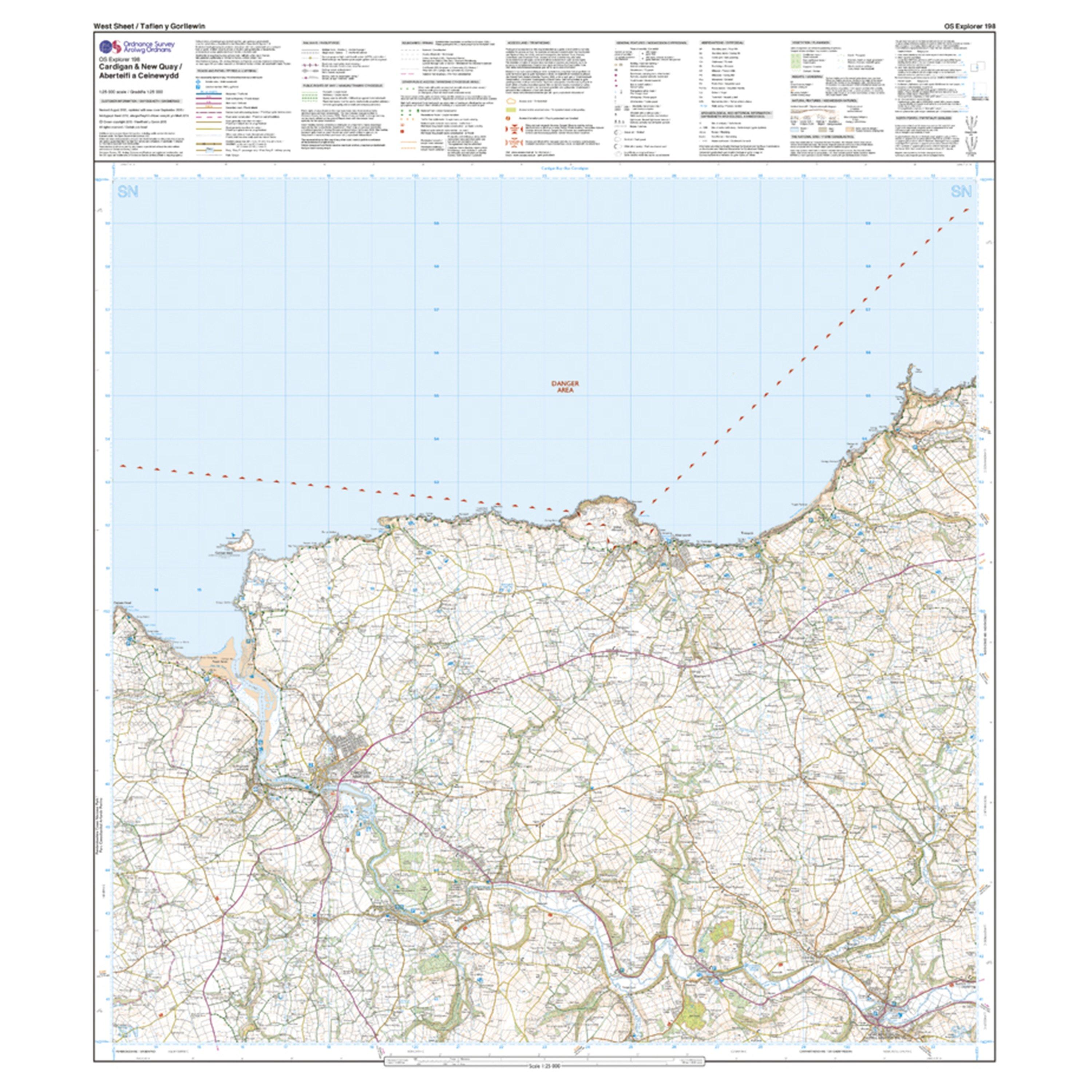 Explorer 198 Cardigan & New Quay, Aberaeron Map With Digital Version