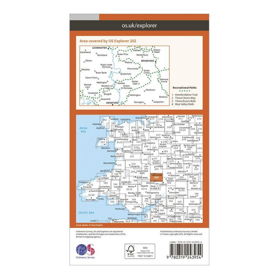 Explorer 202 Leominster & Bromyard Map With Digital Version