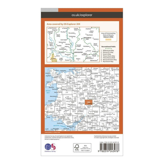 Explorer 204 Worcester & Droitwich Spa Map With Digital Version