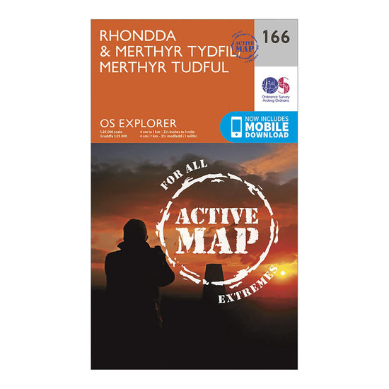 Explorer Active 166 Rhondda & Merthyr Tydfil Map with Digital Version