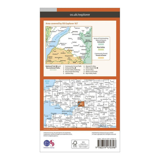 Explorer Active 167 Thornbury, Dursley & Yate Map With Digital Version