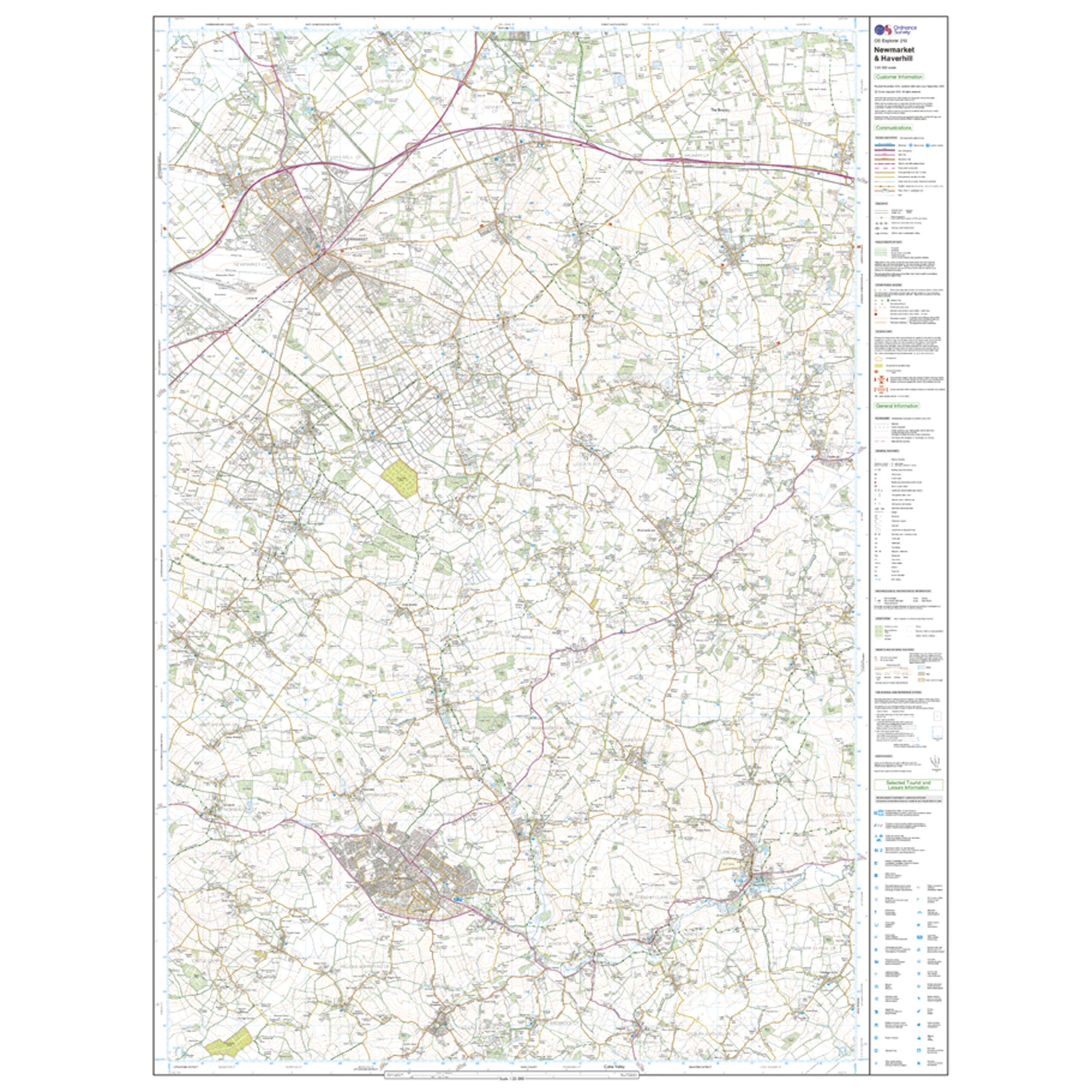 Explorer 210 Newmarket & Havehill, Barrow, Clare & Kedington Map With Digital Version
