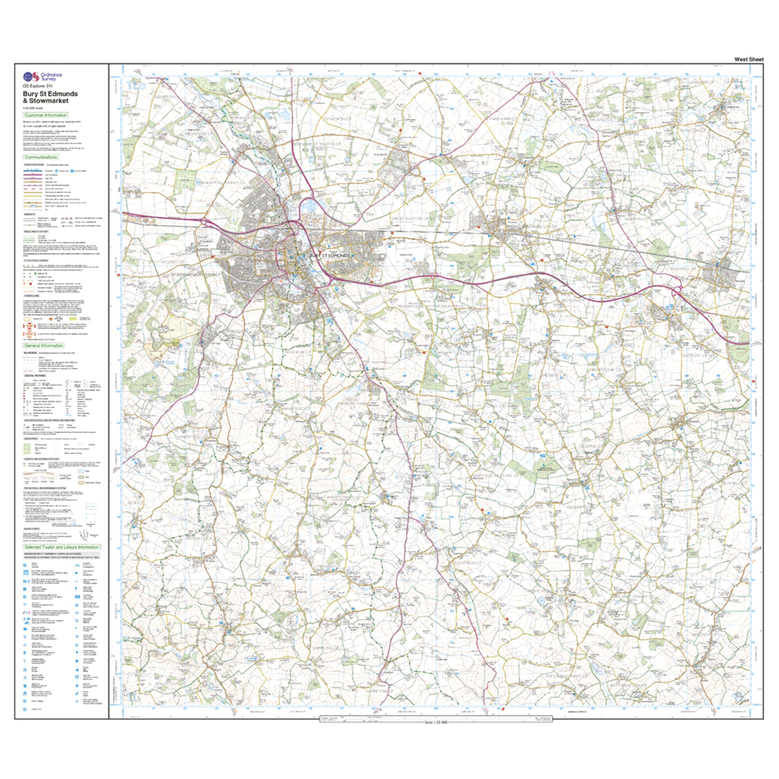 Explorer 211 Bury St Edmunds & Stowmarket Map With Digital Version