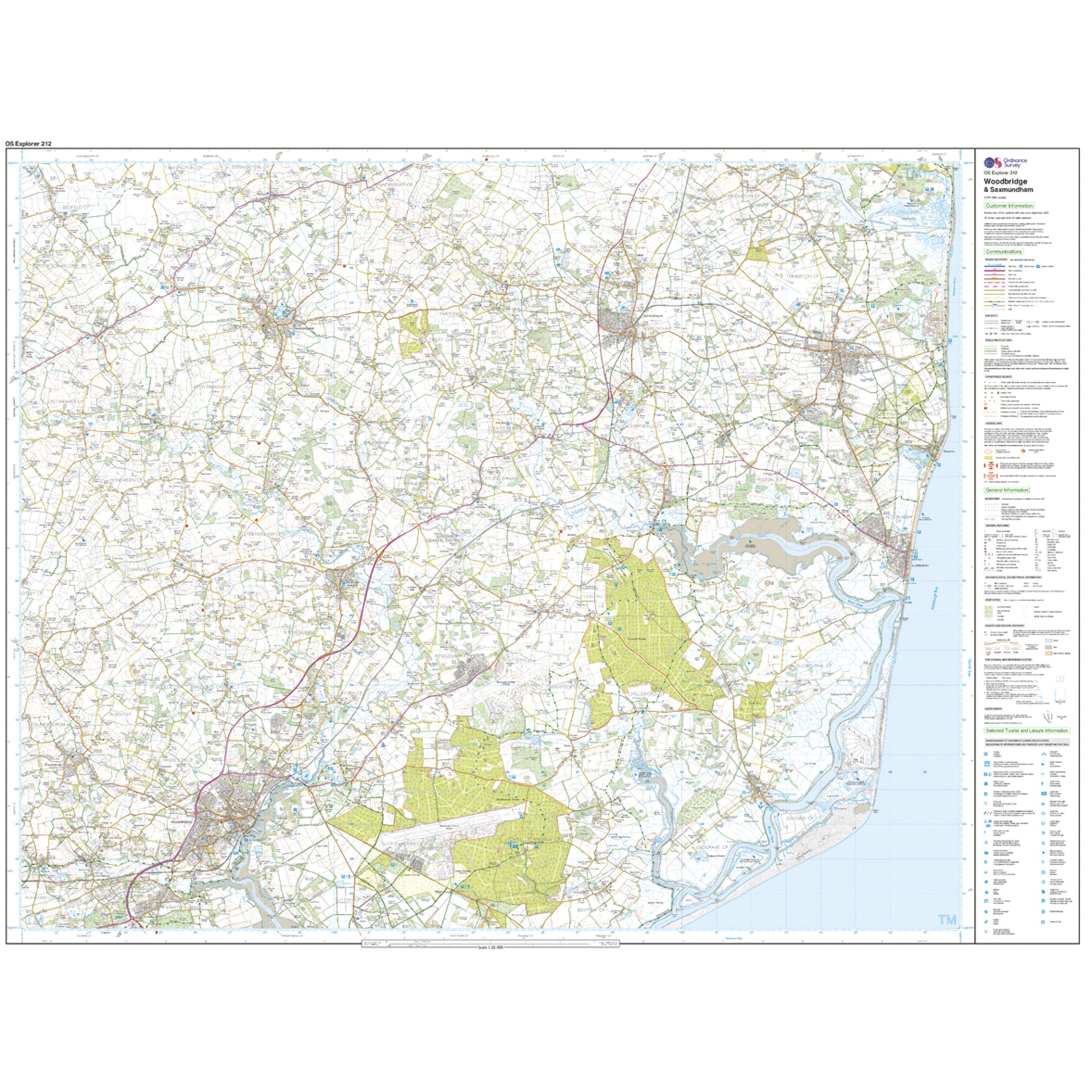Explorer 212 Woodbridge & Saxmundham Map With Digital Version