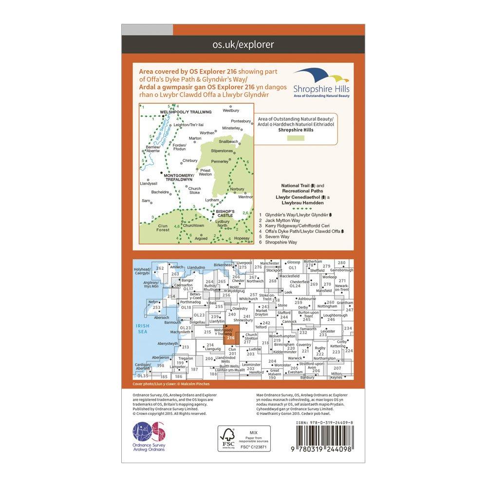 Explorer 216 Welshpool & Montegomery Map With Digital Version