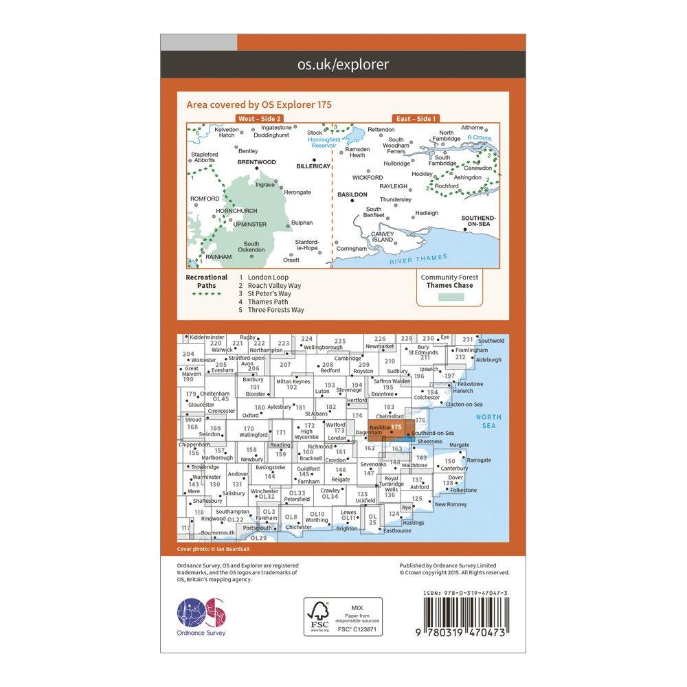 Explorer Active 175 Southend-on-Sea & Basildon Map With Digital Version