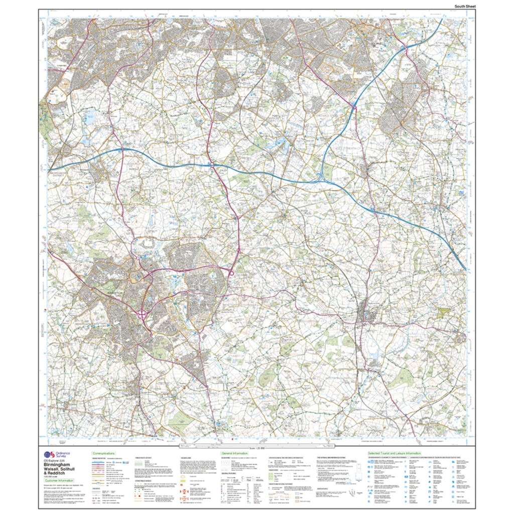 Explorer 220 Birmingham, Walsall, Solihull & Redditch Map With Digital Version