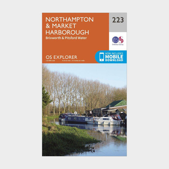 Explorer 223 Northampton, Market Harborough, Brixworth & Pitsford Water Map With Digital Version