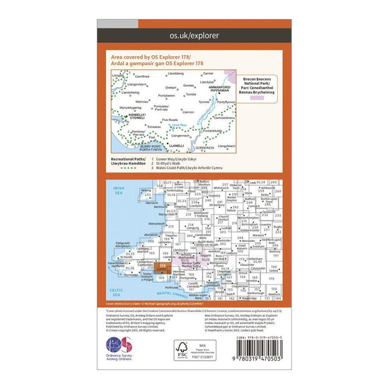 Explorer Active 178 Llanelli & Ammanford Map With Digital Version