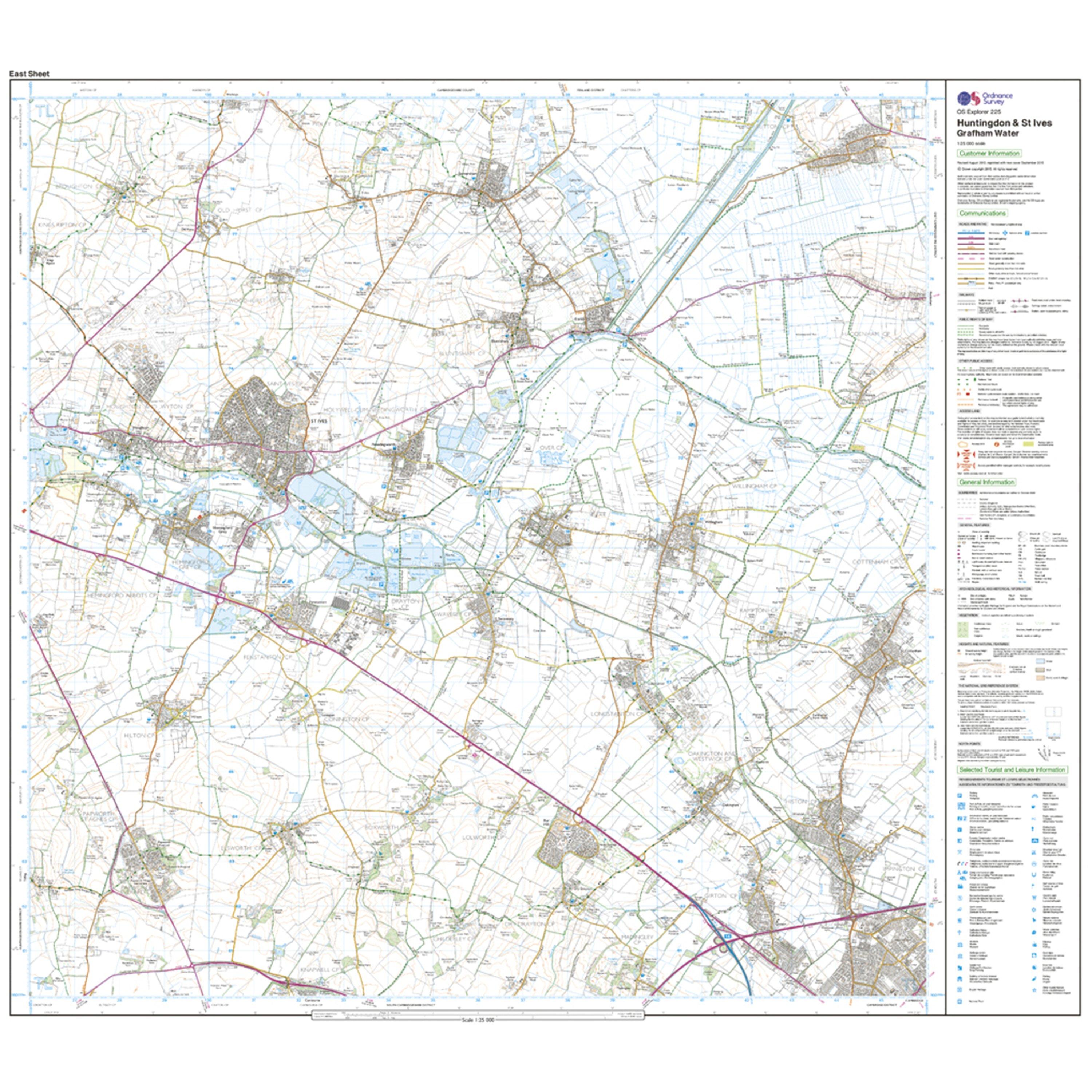 Explorer 225 Huntingdon, St Ives & Grafham Water Map With Digital Version