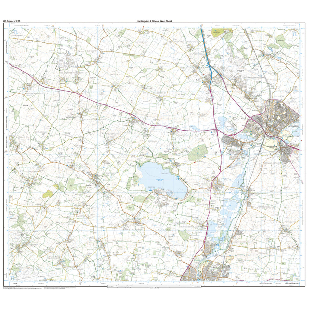 Explorer 225 Huntingdon, St Ives & Grafham Water Map With Digital Version