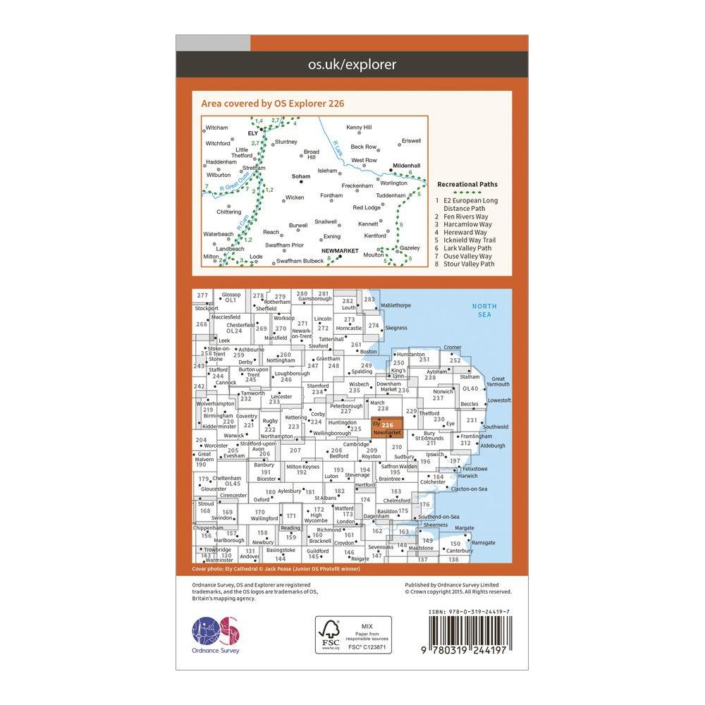 Explorer 226 Ely & Newmarket Map With Digital Version