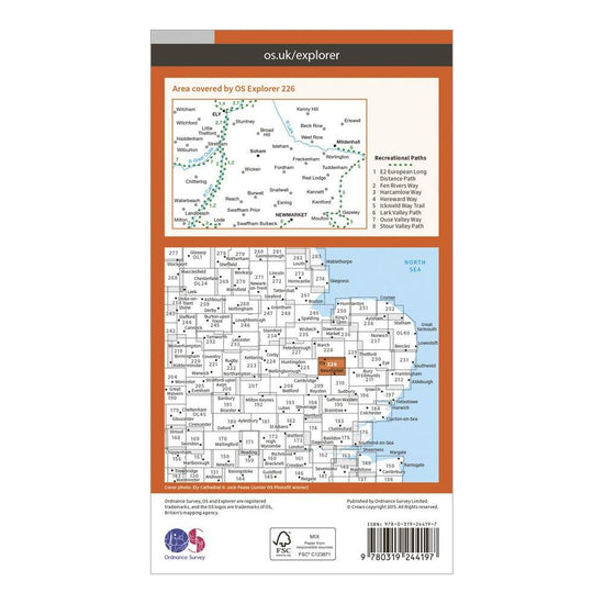 Explorer 226 Ely & Newmarket Map With Digital Version