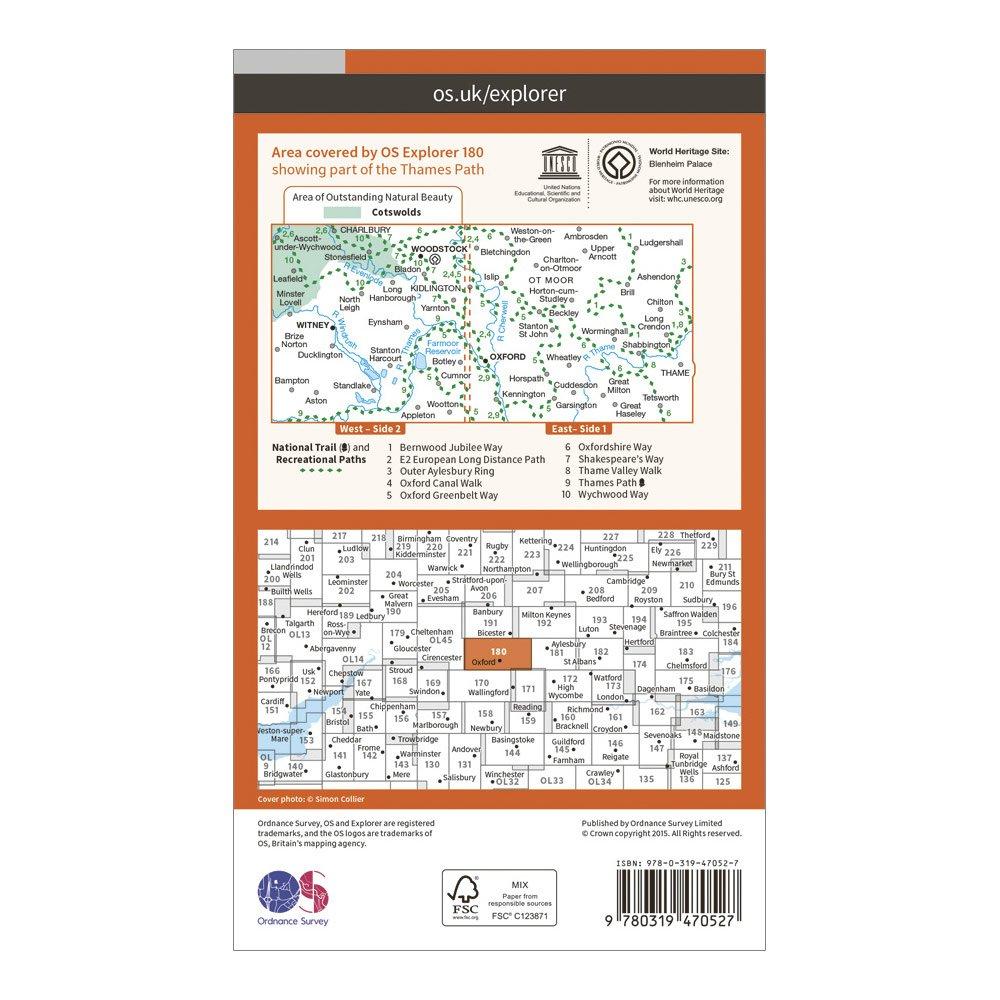 Explorer Active 180 Oxford, Witney & Woodstock Map With Digital Version