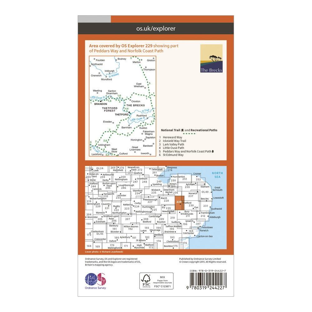 Explorer 229 Thetford Forest in the Brecks Map With Digital Version