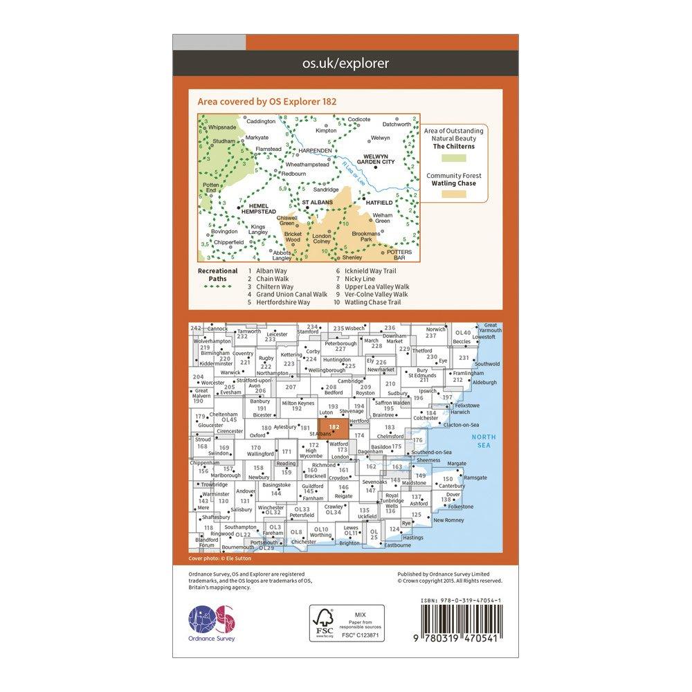 Explorer Active 182 St Albans & Hatfield Map With Digital Version