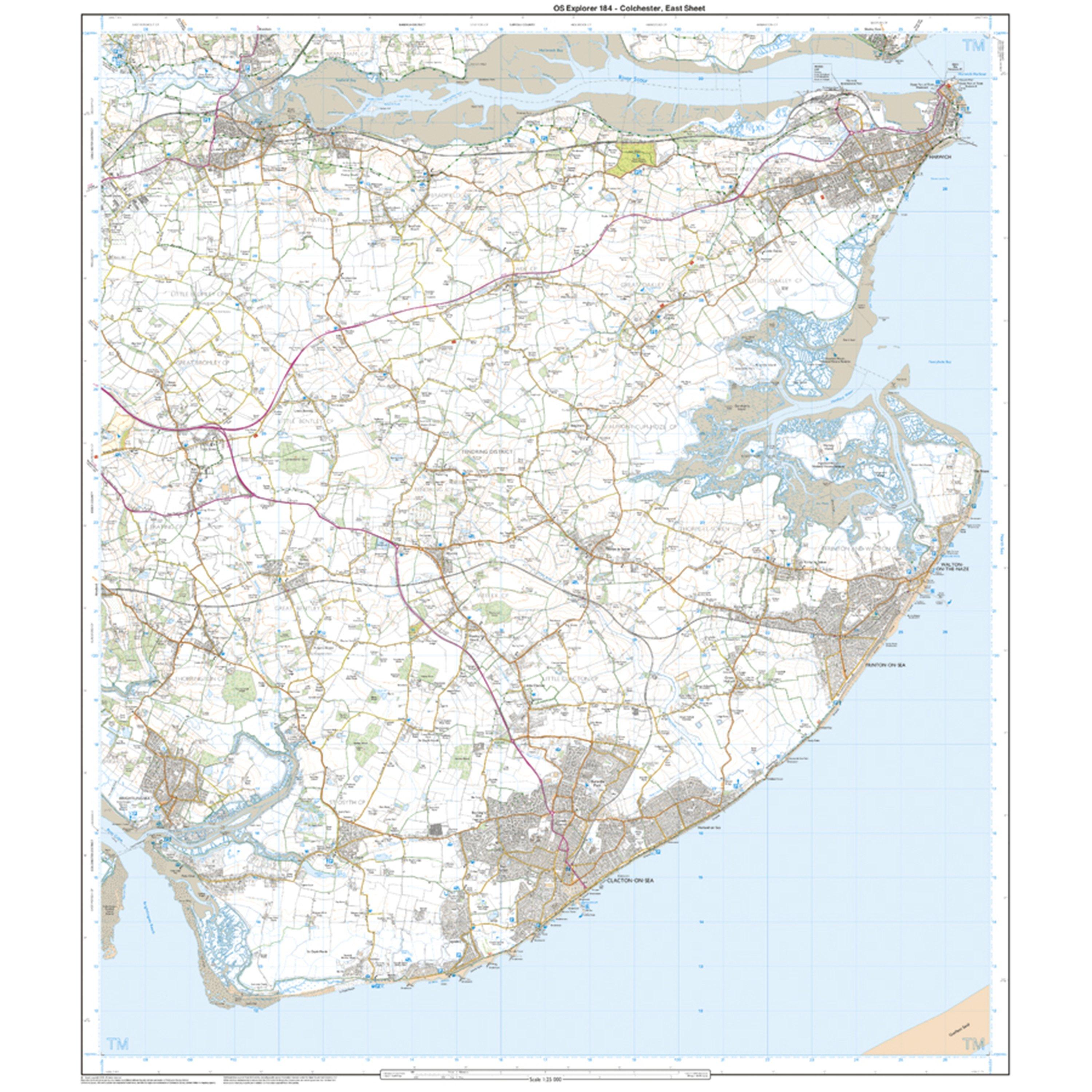 Explorer Active 184 Colchester, Harwick & Clacton-on-Sea Map With Digital Version