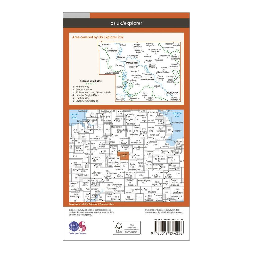 Explorer 232 Nuneaton & Tamworth Map With Digital Version