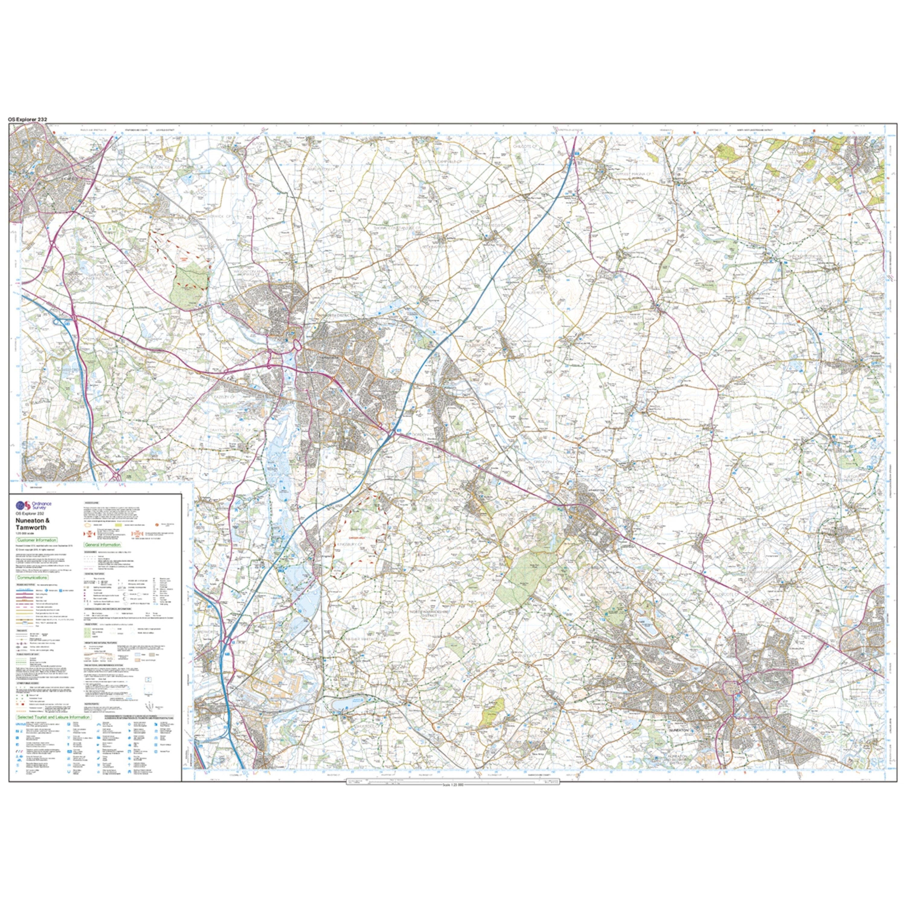 Explorer 232 Nuneaton & Tamworth Map With Digital Version
