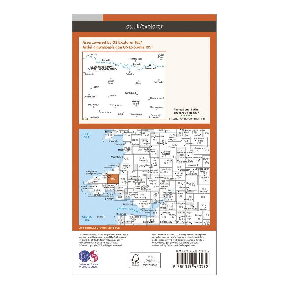 Explorer Active 185 Newcastle Emlyn, Llandysul & Cynwyl Elfed Map With Digital Version
