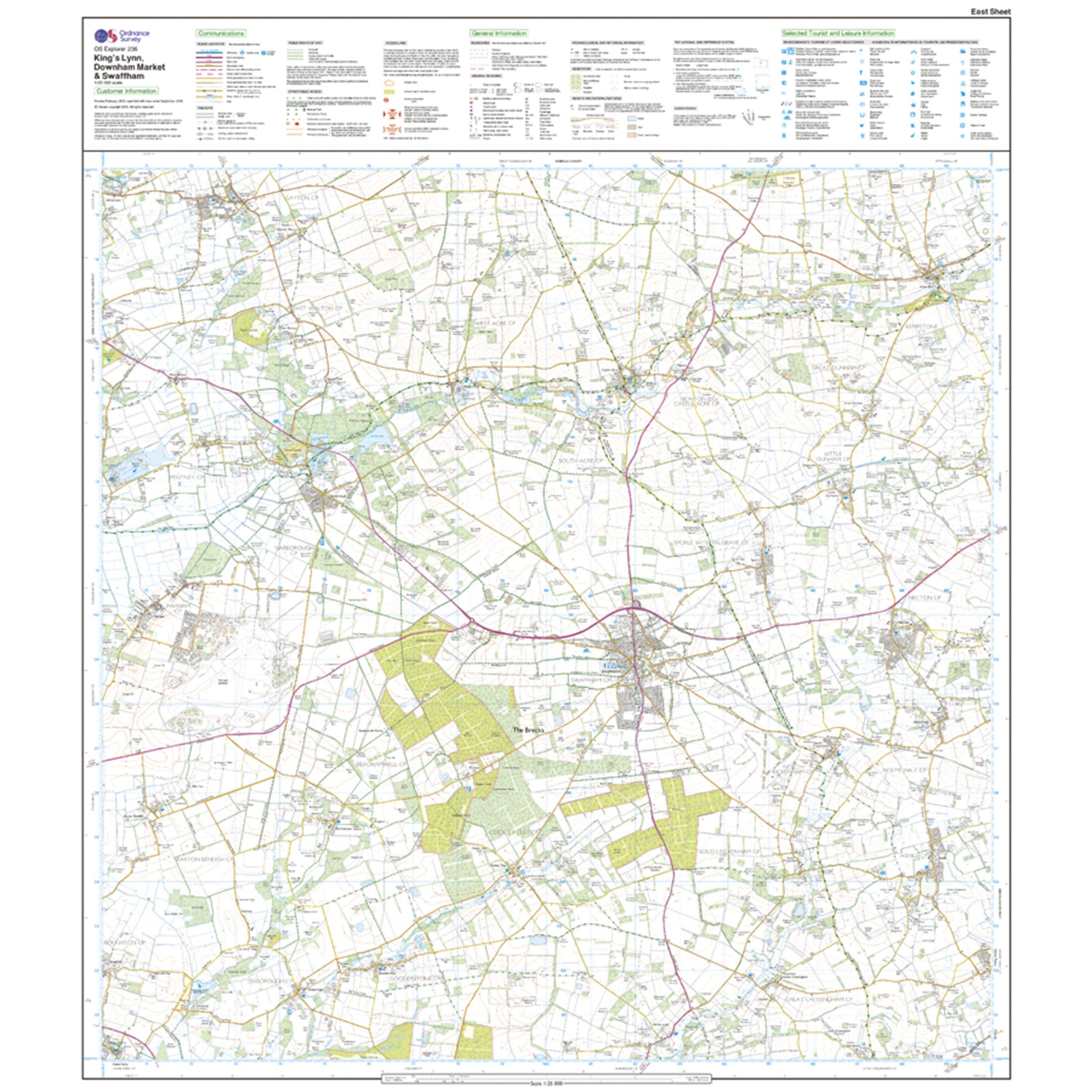 Explorer 236 King's Lynn, Downham Market & Swaffham Map With Digital Version