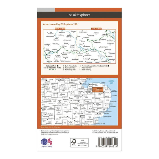Explorer 238 East Dereham & Aylsham Map With Digital Version