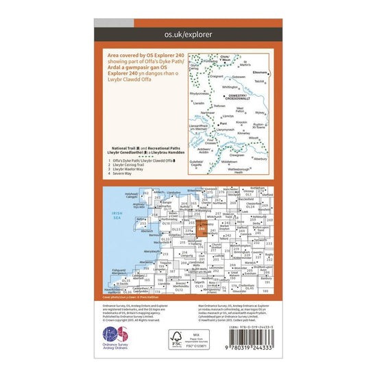 OS Explorer 240 Oswestry Map With Digital Version