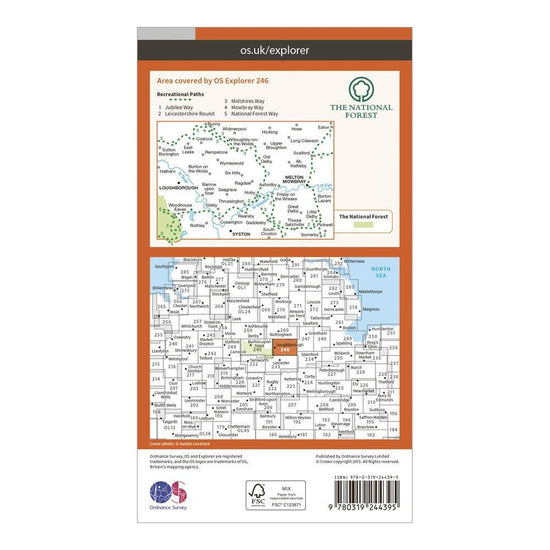Explorer 246 Loughborough, Melton Mowbray & Syston Map With Digital Version