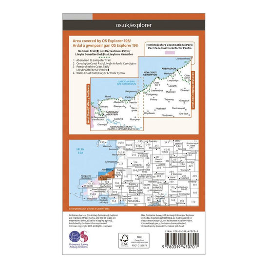 Explorer Active 198 Cardigan & New Quay Map With Digital Version
